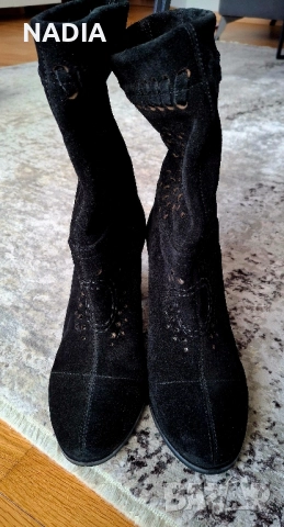 Черни велурени боти Daris Дарис, снимка 3 - Дамски боти - 51864922