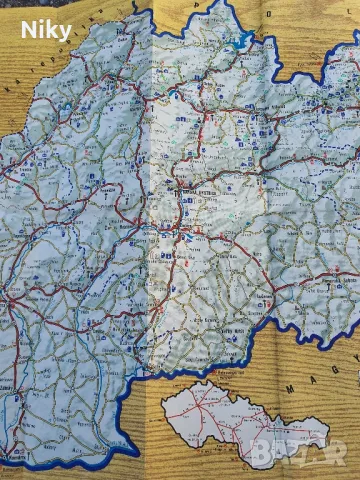 Пътна карта на Словакия от 70те , снимка 6 - Антикварни и старинни предмети - 48920192