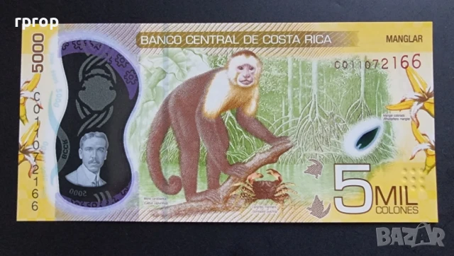 Коста Рика.5 000 колона . 2019 година. Полимер. 