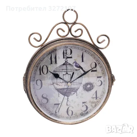 Винтидж двустранен безшумен стенен часовник+стойка за окачване,ковано желязо, снимка 14 - Стенни часовници - 49770467