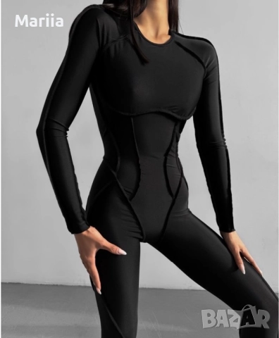 Дълъг гащеризон от бифлекс с шевове отпред, снимка 3 - Гащеризони - 52896948