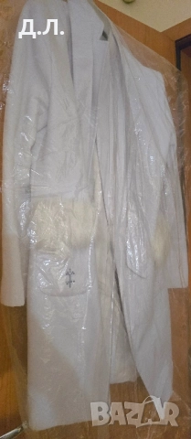 Дамско бяло палто с колан и естествен косъм Collection Ka Bo, снимка 9 - Палта, манта - 52398434