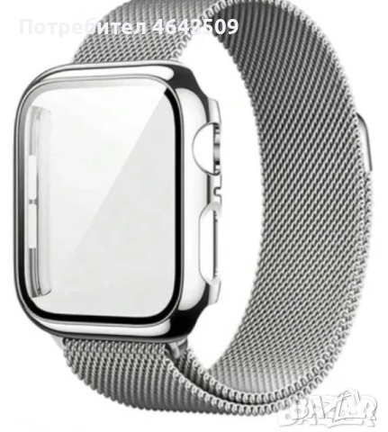 Метална Верижка с предпазен Калъф за Apple Watch Series 9 41mm, снимка 3 - Смарт гривни - 52425292