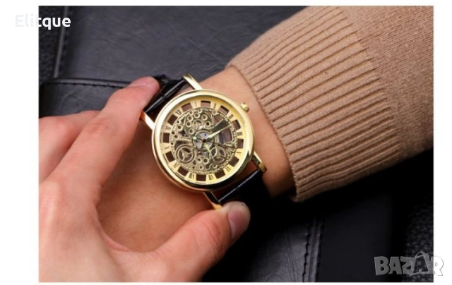 Изискан прозрачен мъжки ръчен часовник с кварцов механизъм и к. каишка , снимка 5 - Мъжки - 52799695