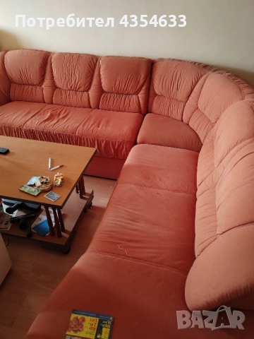 Втора ръка холна ъглова гарнитура цвят керамида., снимка 2 - Дивани и мека мебел - 51949415