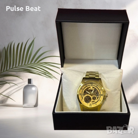 Златист мъжки часовник LEIYI с модерен дизайн циферблат