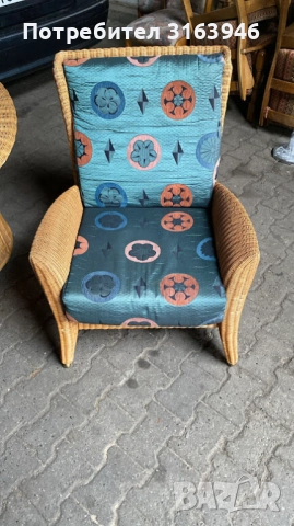 Комплект ратанови мебели с винтидж чар, снимка 4 - Дивани и мека мебел - 52235031
