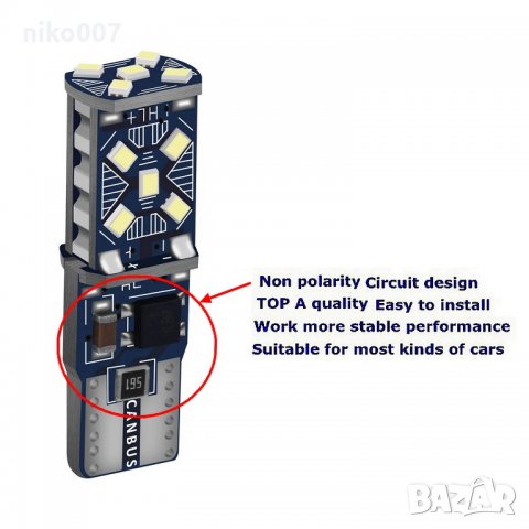 Супер ярки T10 LED крушки Canbus без грешка-Дневни светлини , снимка 3 - Аксесоари и консумативи - 30679853