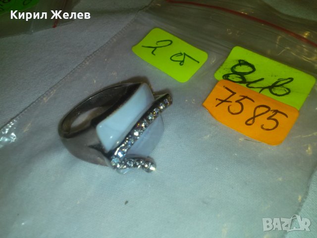 ПОСРЕБРЕН АРТ ДАМСКИ ПРЪСТЕН СЕДЕФ и ЦИРКОН 7585