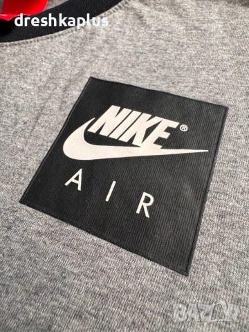 NIKE AIR – Дамска спортна блуза – Сив меланж и черно – Размер XS/S, снимка 3 - Тениски - 53257441
