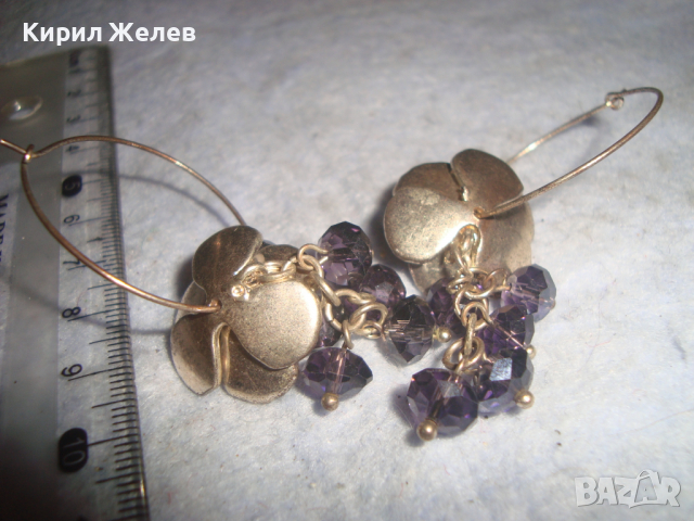 КРАСИВИ НЕЖНИ ФЛОРАЛНИ с ФАСЕТИРАНИ КРИСТАЛИ АМЕТИСТ ОБЕЦИ 16278, снимка 6 - Обеци - 36477993