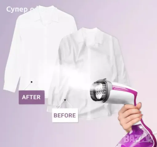 Уред за вертикално гладене с пара Voltz, 1000W, 280 мл., Бял с лилаво, снимка 3 - Ютии - 49212575