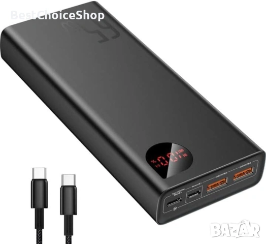 Пауърбанк Baseus 65W 20000mAh Бързо Зареждане USB C 4-Порт