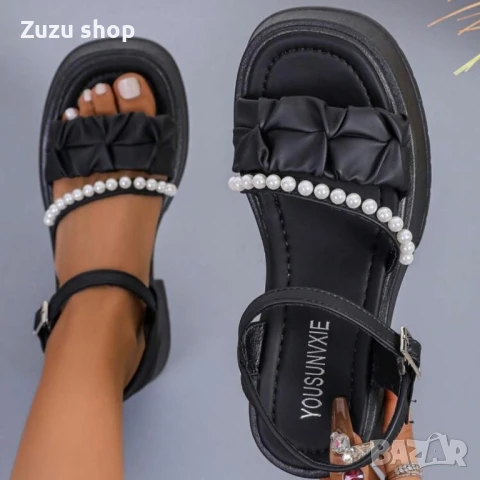 Дамски черни сандали на платформа, снимка 2 - Сандали - 50814041