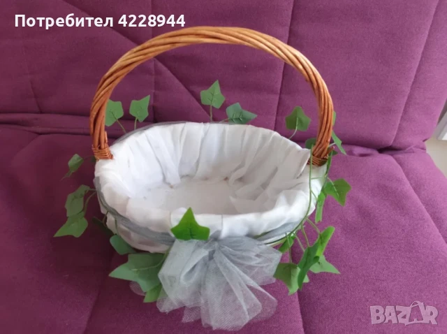 Дървена горска сватбена булчиска кошничка, за кръщене, за шаферка, снимка 2 - Сватбени аксесоари - 50778765