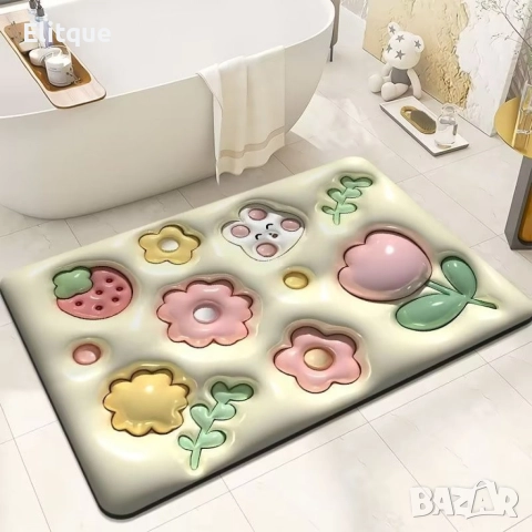 Бързо съхнеща триизмерна постелка за баня в различни разцветки 60х40см, снимка 4 - Други стоки за дома - 52901640