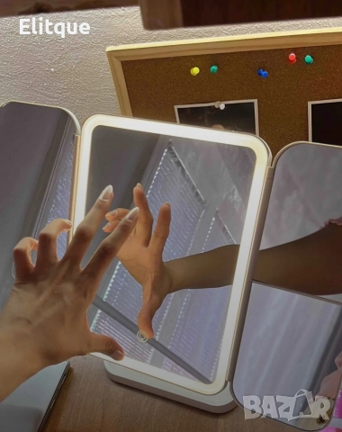 Преносимо LED огледало с осветление за тоалетка, за грим с висока разделителна способност