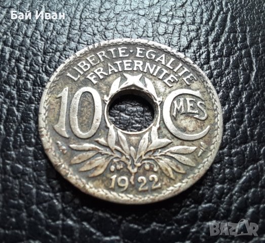 Стара монета 10 сантима 1922 г. Франция - топ !, снимка 4 - Нумизматика и бонистика - 42197844