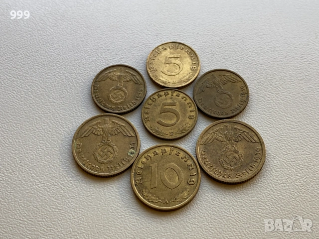 5 и 10 пфенига (райхспфенига) 1937, 1938, 1939 Германия - Трети Райх