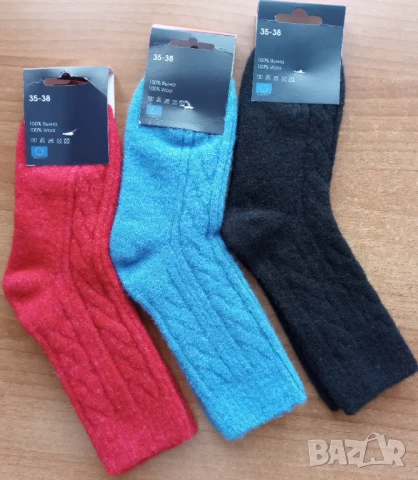 Вълнени чорапи от 100% вълна, снимка 2 - Дамски чорапи - 47959565