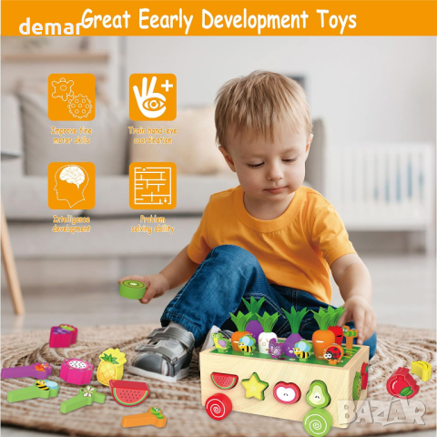 Образователна играчка дървена кола овощна градина BLOT за малки деца, снимка 2 - Образователни игри - 44735868