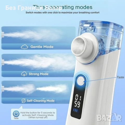 Нов инхалатор Тих преносим небулизатор за възрастни и деца със самопочистване, снимка 6 - Други - 54226686