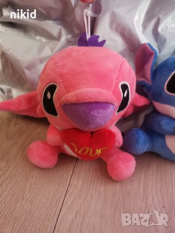 Лило и Стич lilo stitch със сърце love плюшена плюшен играчка синьо или розово човече, снимка 2 - Плюшени играчки - 37991983