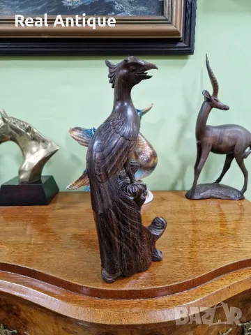 Прекрасна голяма антикварна колекционерска дървена фигура статуетка композиция , снимка 3 - Статуетки - 49010549