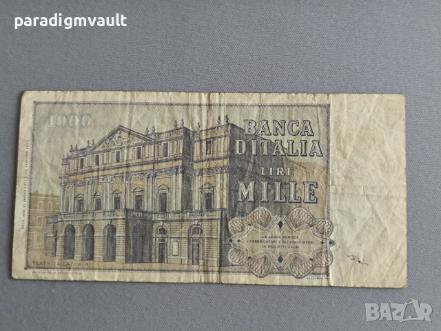 Банкнота - Италия - 1000 лири | 1969г., снимка 2 - Нумизматика и бонистика - 52858526