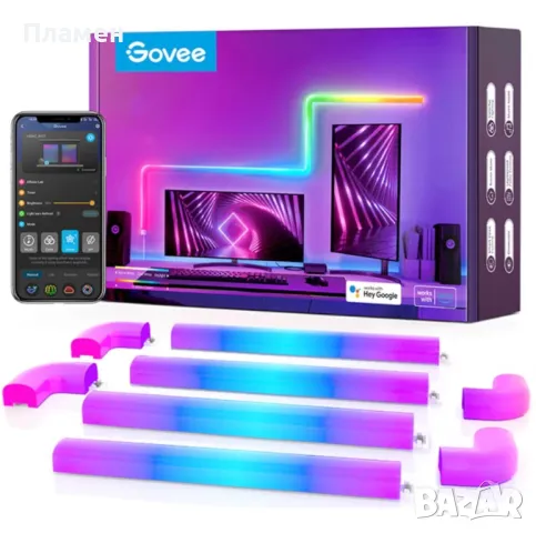 Govee Glide Wall Light 8 бр. Смарт RGBIC LED лента , снимка 1