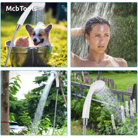 Преносим портативен душ с USB зареждане за къмпинг пътувания и градина, снимка 4 - Къмпинг мебели - 54180652