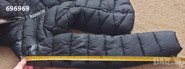 Черно късо зимно яке с естествен пух, снимка 10 - Якета - 48002026