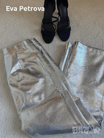 Кожен панталон сив  питон принт 27 S, снимка 8 - Панталони - 54341569