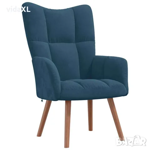 vidaXL Релакс стол, син, кадифе