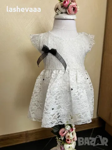 Рокля за момиче в бяло и черно, снимка 2 - Бебешки рокли - 49351337