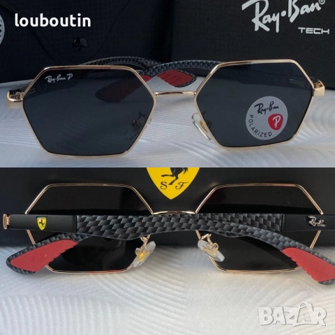 Ray Ban Ferrari мъжки слънчеви очила осмоъгълни с поляризация, снимка 3 - Слънчеви и диоптрични очила - 52916045