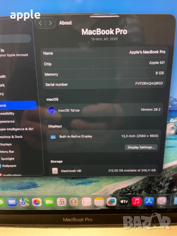 13" M1 MacBook Pro A2338 (2020) Space Grey, снимка 9 - Лаптопи за работа - 52235460