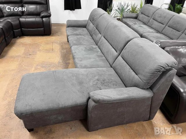Сив диван от плат четворка с лежанка и функция ракла "PP-HS10002", снимка 5 - Дивани и мека мебел - 39971708