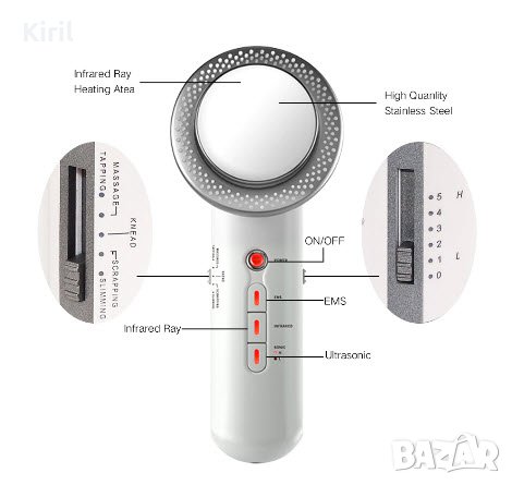 Ултразвуков Антицелулитен Масажор 3 в 1 EMS, снимка 4 - Масажори - 31180095