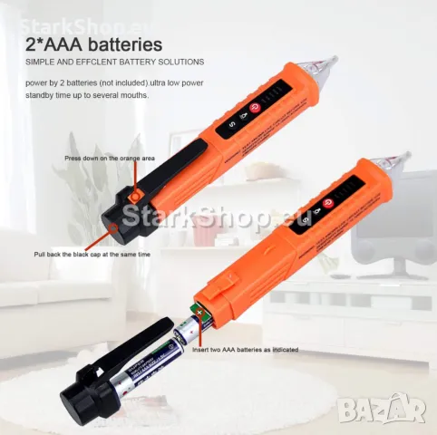 Безконтактен фазомер – тестер за напрежение, снимка 3 - Други инструменти - 47525577