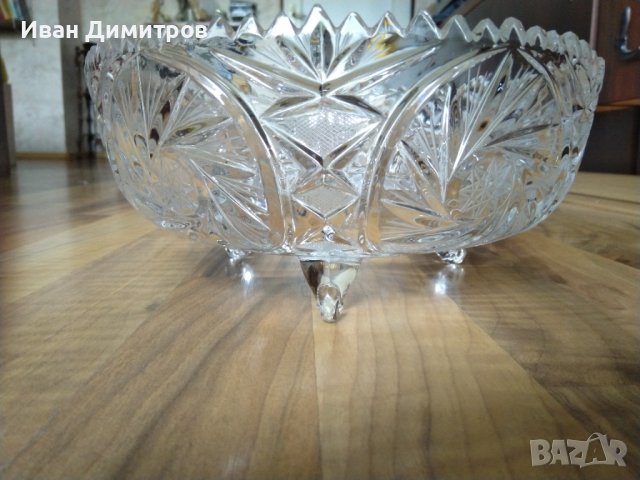 Старинна кристална фруктиера 24/12 см. /Antique crystal fruit bowl 24/12 centimeters, снимка 4 - Други ценни предмети - 36691213