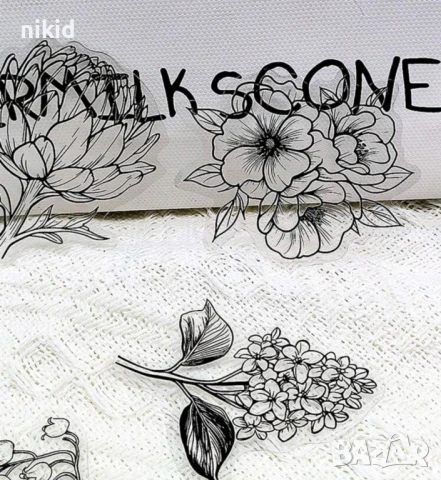 50 бр прозрачни черни черно бели самозалепващи лепенки стикери за украса декор картонена торта и др, снимка 7 - Други - 51254478