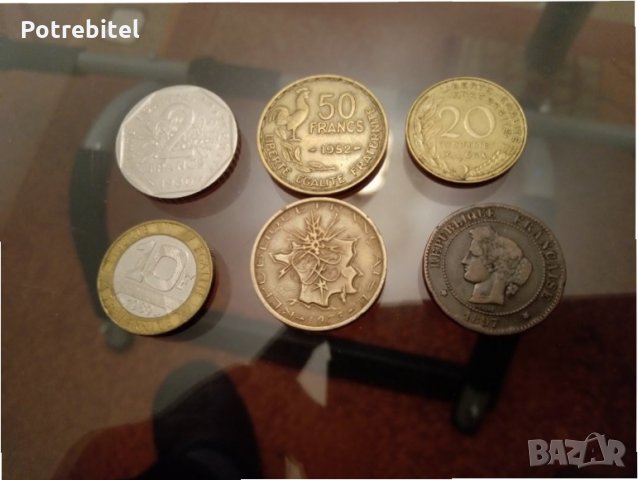 Лот френски монети Франкове, снимка 2 - Нумизматика и бонистика - 31548786