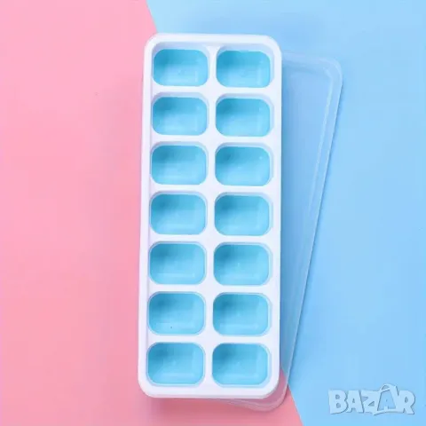 Гъвкава силиконова форма за лед с прозрачен капак, снимка 1