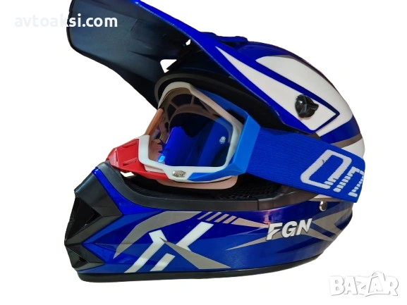 Каска Крос Мотор/Скутер/Бъги/Вело/АТВ с Очила, снимка 4 - Аксесоари и консумативи - 51006365