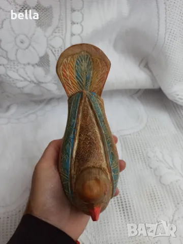 ПРОМО ОБЯВА Комплект 2  стари масивни дървени птици дърворезба ръчно рисувани красиви цветове, снимка 9 - Антикварни и старинни предмети - 47899687