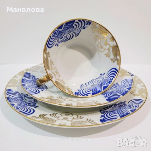 Троен комплект, порцеланова чаша за чай Echt Tuppack., снимка 3 - Други ценни предмети - 54011896