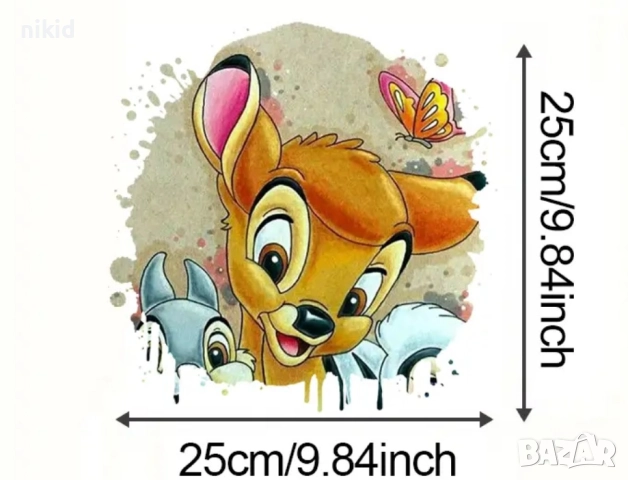 Бамби сърничка сърна щампа термо апликация картинка за дреха блуза чанта, снимка 3 - Други - 52160769