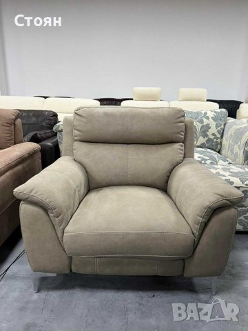 Бежов фотьойл от плат с електрически релаксиращ механизъм, снимка 7 - Дивани и мека мебел - 39720020