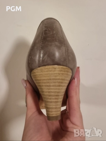 Кафеви токчета, естествена кожа Tamaris 40 номер, снимка 9 - Дамски обувки на ток - 52957197